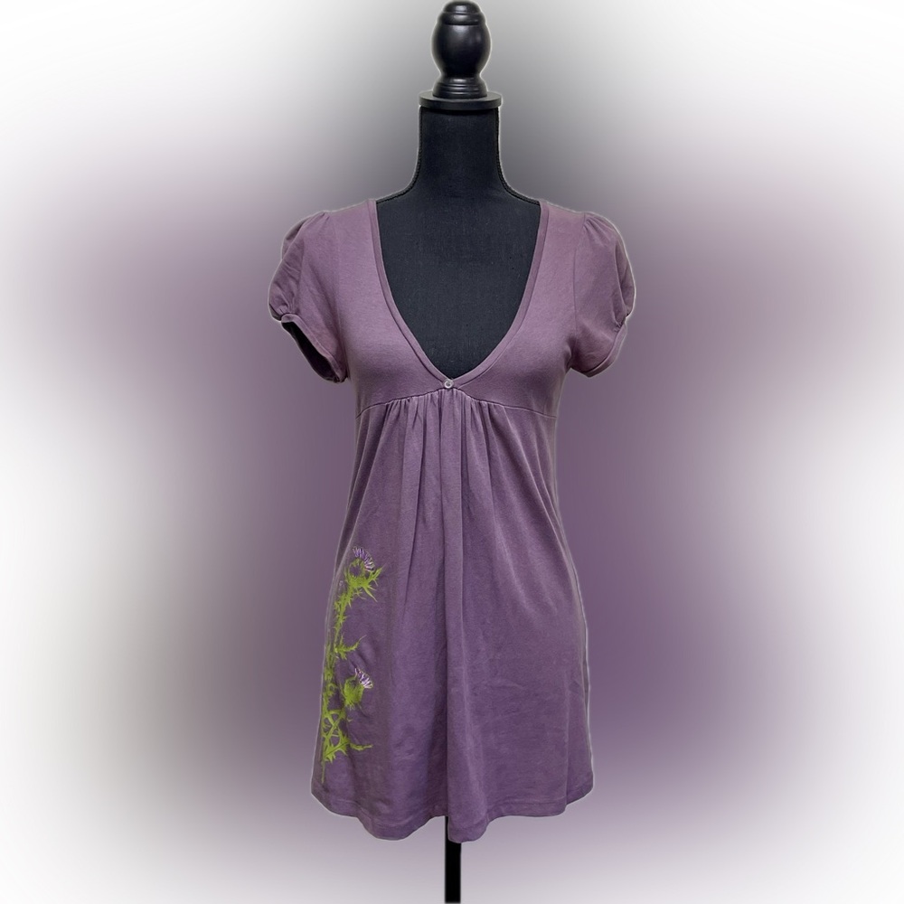 Purple Screen Printed Women's Top